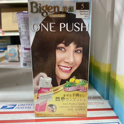 One push dark brown cream hair color