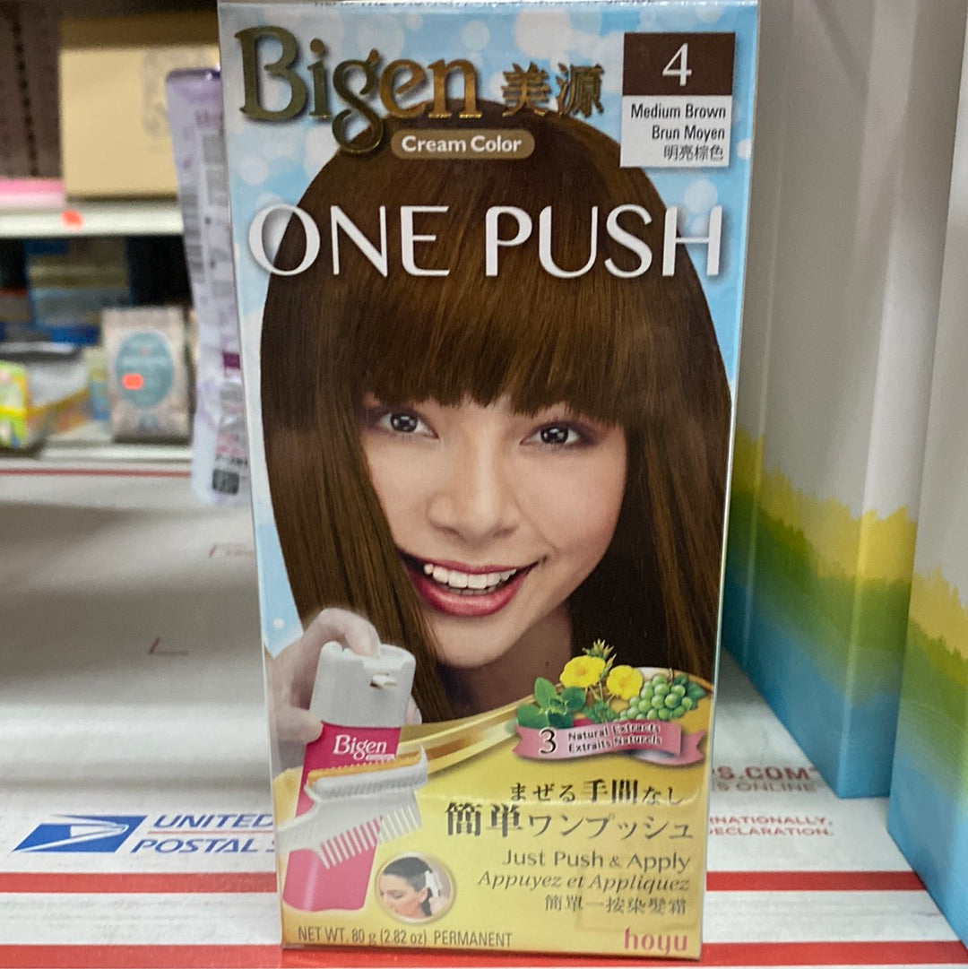 One push 4 medium brown hair color